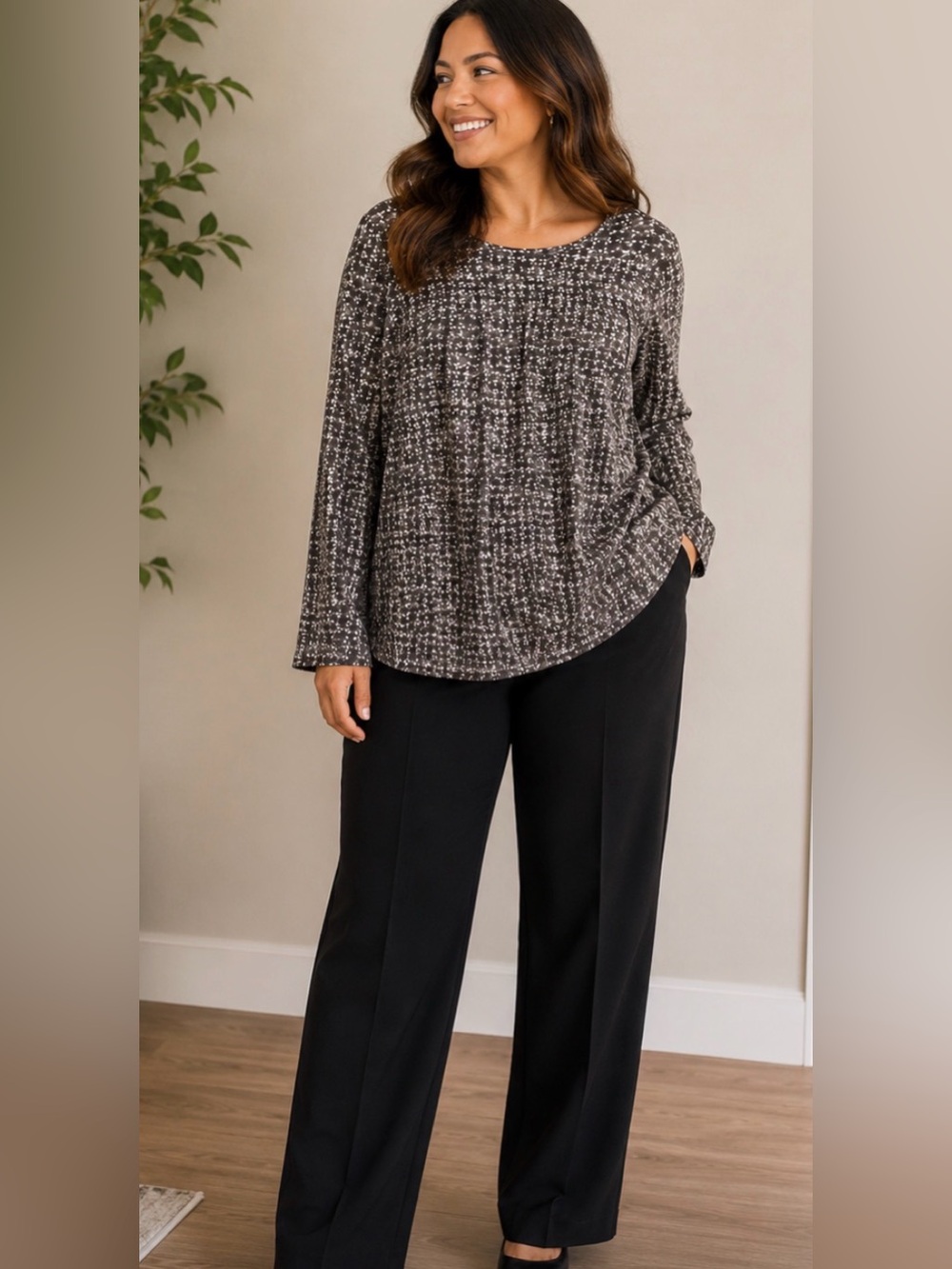 J Jill Pure Jill Long Sleeve Top Pima Cotton EUC Large Fall Winter